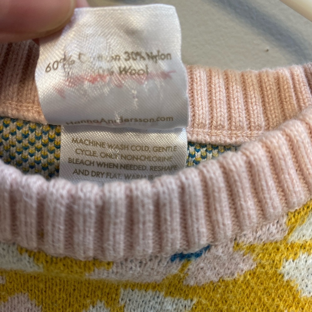 Hanna Andersson Pink and Mustard Floral Knit Sweater / Size 85 cm (2T) / GUC - Picture 4 of 5